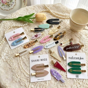 QianJin Pinces à <span class=keywords><strong>Cheveux</strong></span> Personnalisées <span class=keywords><strong>avec</strong></span> Logo, Accessoires en Acétate, Pinces Plates pour <span class=keywords><strong>Cheveux</strong></span>, Pinces Personnalisées pour Femmes - Product Image 3