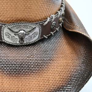 Sombrero de Paja Estilo Vaquero Occidental con Ala Moldeable Ecológico y Accesorio Popular, Unisex, para Viajes, Fiestas y Actividades al Aire Libre - Product Image 2