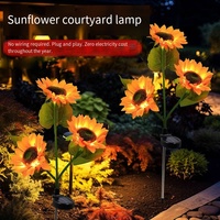 Lampe solaire étanche en forme de tournesol à fixation au sol, indice de protection IP65, lumière blanc chaud 2700K pour la décoration de cour et de villa