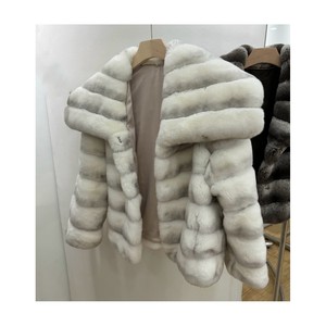 RX fourrures nouveautés Streetwear femmes veste d'hiver Offre Spéciale col <span class=keywords><strong>marin</strong></span> pardessus véritable manteau de fourrure de lapin Rex pour les femmes - Product Image 1
