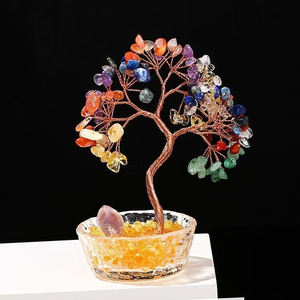 Vente en gros 13-14cm pierres de guérison naturelles <span class=keywords><strong>cristal</strong></span> arbre d'argent Feng Shui porte-bol en verre arbre de vie de pierres précieuses mixtes arbre de <span class=keywords><strong>cristal</strong></span> - Product Image 1
