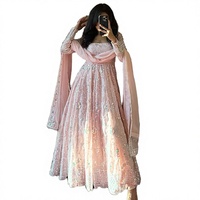 Robe de mariée ethnique indienne très vendue pour l'hiver, en modal, avec broderies lourdes et sequins, Salwar Kameez ajusté, anti-humidité, pour les fêtes