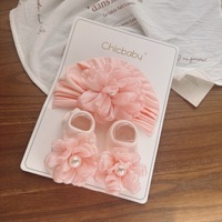Conjunto de Gorro y Calcetines para Bebé Recién Nacido con Diseño de Flor de Perla, Calcetines de Algodón para Bebés Niñas, Venta al Por Mayor