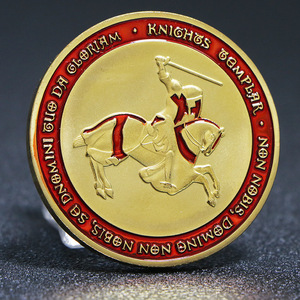 Chevaliers maçonniques <span class=keywords><strong>templiers</strong></span> sur cheval croix rouge <span class=keywords><strong>franc</strong></span>-<span class=keywords><strong>maçon</strong></span> maçonnique plaqué argent pièce Souvenir - Product Image 3