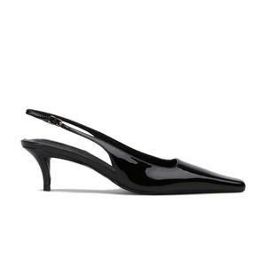 Fabricación Sling Back Small Short Heels Square Toe Pumps <span class=keywords><strong>Beige</strong></span> <span class=keywords><strong>Charol</strong></span> Low Kitten Heel <span class=keywords><strong>Zapatos</strong></span> de tacón de lujo para <span class=keywords><strong>mujer</strong></span> - Product Image 4