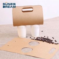 Boîte à emporter en papier kraft pour 2 tasses de café