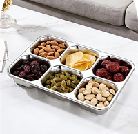 600ml BPA-vrije 304 roestvrijstalen herbruikbare snackbox met 6 compartimenten en lekvrij plastic deksel