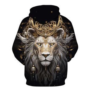 <span class=keywords><strong>Felpa</strong></span> <span class=keywords><strong>con</strong></span> Cappuccio Premium da Uomo <span class=keywords><strong>con</strong></span> Stampa 3D Re <span class=keywords><strong>Leone</strong></span>, Corona Maestosa, Pullover <span class=keywords><strong>con</strong></span> Tasche per Uso Quotidiano e Casual - Product Image 6