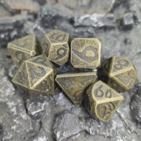 D & D Jeu de 7 dés en métal à l'échelle du dragon D20 pour les jeux de table Donjons Dragon Cthulhu RPG Logo personnalisé