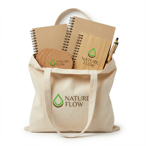 مجموعة هدايا ترويجية صديقة للبيئة مخصصة تشمل دفتر ملاحظات من الخيزران وقلم وحامل أكواب من الفلين وحقيبة قماشية للفعاليات المؤسسية - Product Image 4