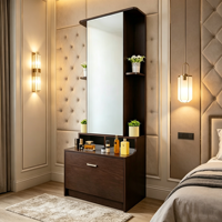 Miroir de coiffeuse de style français, moderne et luxueux, en bois durable, pour chambre à coucher, application maquillage