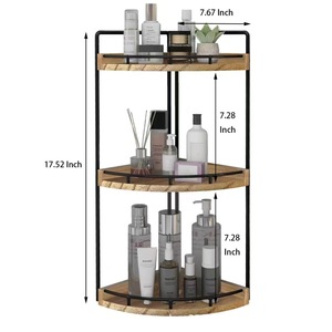 Estante Esquinero de Madera de 3 Niveles, Organizador de Cosméticos para Baño, Estante de Almacenamiento para Especias de Cocina - Product Image 4
