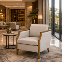 Fauteuil lounge design en tissu pour hôtel avec structure en bois de frêne blanc pour chambre, hall d'accueil et zone de réunion