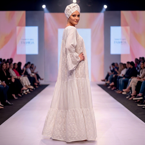 Vestido Largo Kaftan de Lujo en Algodón Blanco con Encaje para Mujer, Bordado Chikankari, Estilo Étnico Africano, para Ocasiones Especiales, Elegante y Modesto - Product Image 3
