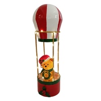 Ornements de Noël en métal LED personnalisables faits à la main, ours en peluche sur ballon à air chaud, artisanat rouge 11,5x11,5x37cm, utilisation en intérieur