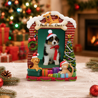 Lumière Chien & Chat Thème De Noël Cadre Photo