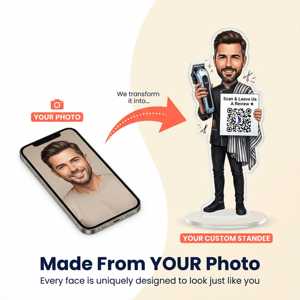 Exhibidor Acrílico Personalizado con <span class=keywords><strong>Caricatura</strong></span> a partir <span class=keywords><strong>de</strong></span> <span class=keywords><strong>Foto</strong></span>, Código QR <span class=keywords><strong>de</strong></span> Google Review, para Barberos, Enfermeras, Doctores, etc. (OEM/ODM) - Product Image 3