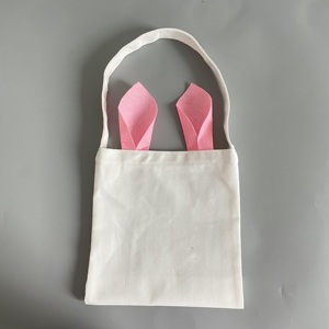 Bunny Egg <b>Bags</b> 100% Thick Polyester Canvas Children's Kids White Blank Sublimation Easter Gifts <b>Bag</b> for Party - Product Image 4