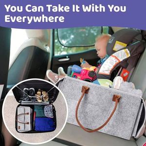 Custom LOGO Foldable Large Capacity Felt Diaper Bag <b>Storage</b> <b>Basket</b> Felt Mommy Nappy Caddy Organizer Tote Bag - Product Image 5
