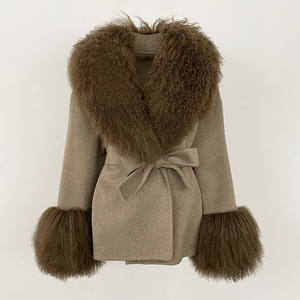 Jancoco donna inverno <span class=keywords><strong>cappotto</strong></span> di vera lana <span class=keywords><strong>con</strong></span> <span class=keywords><strong>cintura</strong></span> giacca di lana da donna <span class=keywords><strong>cappotto</strong></span> di lana <span class=keywords><strong>con</strong></span> vera <span class=keywords><strong>pelliccia</strong></span> di agnello - Product Image 2