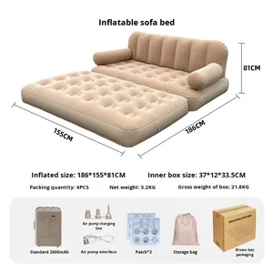 Automatic Inflatable Sofa Bed Outdoor Portable <b>Folding</b> Camping Tent Lazy Home Air Mattress Flocking Material - Product Image 4