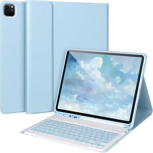 เคสคีย์บอร์ดสำหรับ iPad Air 13นิ้วเคส M3 2024พร้อมคีย์บอร์ด2022คีย์บอร์ดไร้สายถอดออกได้พร้อมที่วางดินสอและขาตั้ง
