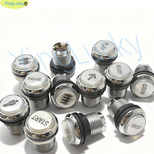 1 unidad de botón LED redondo pequeño de 33 mm, plateado, de plástico, operado con moneda simple/doble, microinterruptor para consola de juegos, inglés - Product Image 3