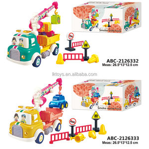 행운의 장난감 DIY 조립 플라스틱 스프레이 물 당겨 과일 운송 카트 빌딩 블록 세트 장난감 연기 과일 트럭 - Product Image 5