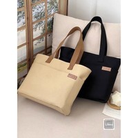 Tas Kanvas Berlapis Ganda Tugas Berat, Tas Bahu Kapasitas Besar dengan Ritsleting dan Kancing Magnetik, Tas Pelajar Seni yang Kokoh.