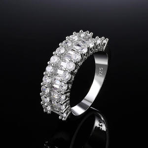 F619 Women's <b>Eternity</b> Band <b>Ring</b> <b>Cubic</b> <b>Zirconia</b> Emerald Cut Pave Setting Wedding Fashion <b>Rings</b> - Product Image 4