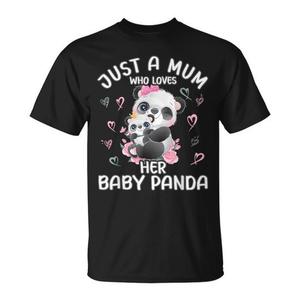Just A Mum Who Loves Her Baby Panda T-Shirt Chemise décontractée noire pour femme - Product Image 1
