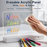 Tableau d'écriture LED en acrylique DIY, 8 couleurs, commande par bouton-poussoir, effaçable, recharge Type-C, batterie au lithium, directement de l'usine