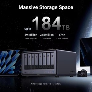 UGREEN NASync DXP8800 <span class=keywords><strong>NAS</strong></span> de bureau 8 baies, processeur Intel I3 1215u <span class=keywords><strong>6</strong></span> cœurs, 8 Go de RAM DDR5, SSD 128 Go, boîtier de stockage réseau, 10 GbE Wifi <span class=keywords><strong>6</strong></span> - Product Image 4