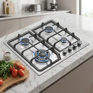 Goedkope vierpits LPG-gasfornuis met piezo-elektrische keramische ontsteking, klasse B, hotel/commercieel, inbouw, zwart roestvrijstalen paneel - Product Image 5