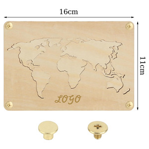 Regalo di compleanno in legno fermasoldi involucro in contanti con carta di auguri mappa del mondo decorata con fermasoldi in legno - Product Image 5