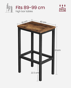 <span class=keywords><strong>VASAGLE</strong></span> - Silla Alta de Metal Industrial para Bar, Taburete de Barra para Cocina y Restaurante, Venta al por Mayor - Product Image 2