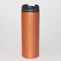 Tasse à café fine en acier inoxydable, scintillante, avec intérieur en plastique, couvercles anti-fuite, 6 pièces 16oz