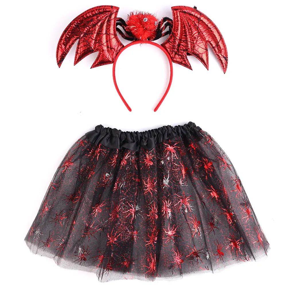 Pafu Halloween Spider Costume Set Spider Skirt Set with Headband Tutu Skirt For Girls Dress up Cosplay Halloween Costume Party