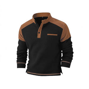 Sweat-shirt décontracté à col montant en maille gaufrée pour homme avec poche, respirant et idéal pour les loisirs - Product Image 2