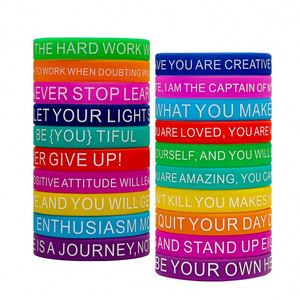 กำไลข้อมือซิลิโคนพิมพ์ลายโลโก้คำคมสร้างแรงบันดาลใจปี 2025 กำไลข้อมือแบบกำหนดโลโก้เองได้ - Product Image 1