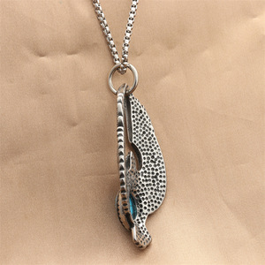 Pendentif Aigle Turquoise en Acier Inoxydable pour Homme, Collier Rétro à Design Géométrique, Usage Quotidien, Sertissage Bezel 280599 - Product Image 2