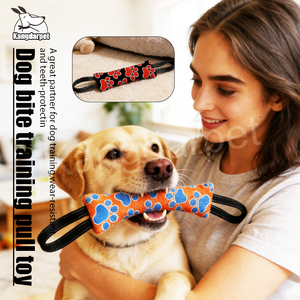 Kangdarpet Durable <b>Interactive</b> Dog Tug <b>Toy</b> with Double Handles - Orange & Blue Dot Pattern Pet Chew <b>Toy</b> for Aggressive Chewers - Product Image 3