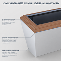 YISHANG Bac à fleurs en fer soudé robuste, revêtement électrostatique, motif grain de bois sur le dessus