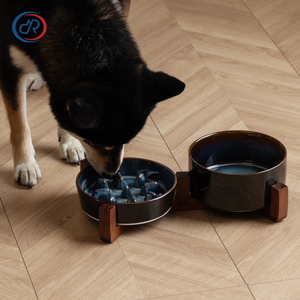 Ensemble de <span class=keywords><strong>gamelles</strong></span> <span class=keywords><strong>surélevées</strong></span> en céramique DRH <span class=keywords><strong>pour</strong></span> chiens et chats, avec support en bois d'acacia, <span class=keywords><strong>pour</strong></span> nourriture et eau - Product Image 4