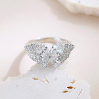 Anello di Fidanzamento da Donna con Diamante da Laboratorio Bianco 18K Taglio Marquise, Stile Lusso Leggero, Fantasia Farfalla Eterea