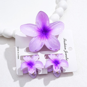 Nuovo arrivo 3 pezzi Set di artigli per capelli con fiore d'uovo colore sfumato per uso quotidiano alla moda o accessori per capelli da vacanza - Product Image 6