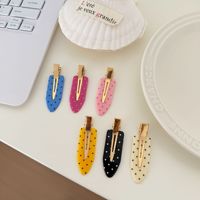 Yuxi – Nouveaux clips à cheveux plats en acétate écologique de 6 cm pour femmes, style européen et américain, à pois colorés, sans plis, en forme de bec de canard
