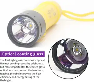 مصباح يدوي احترافي 1800 لومن مضاد للماء يُستخدم للإضاءة تحت الماء حتى عمق 100 متر لاستخدامات التنفس تحت الماء والصيد البحري والاستخدام الصناعي