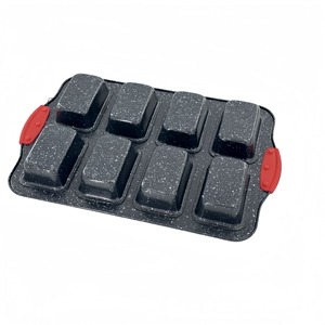 Muffin Pan Non Stick Carbon Steel 8 Cup Rectangular Baking Pan Oven Safe Dark Gray - Product Image 1