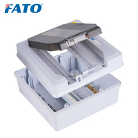 Boîte de distribution électrique étanche FATO IP65, ABS, 12 voies, couvercle transparent à verrouillage en plastique, panneaux de commande extérieurs